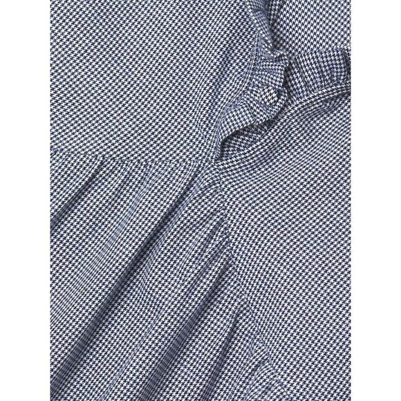 Harshman “Aiya” Blouse in a Navy Houndstooth with Ruffle Trim – NWT – Size Large - Picture 9 of 11